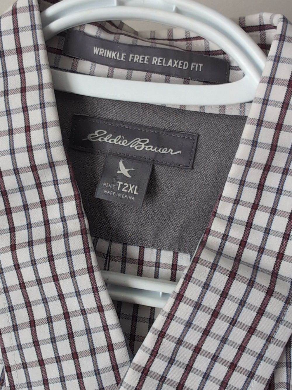 Eddie Bauer White Shirt with Black and Brown Check - Picture 2 of 4